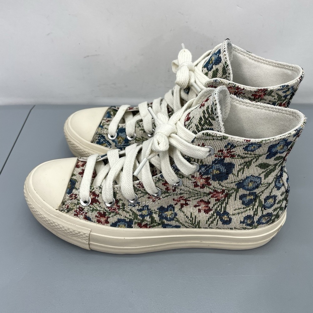 Converse All Star Lift Platform High Sneakers Shoes Floral Tapestry Blue Women 7 - Picture 6 of 13
